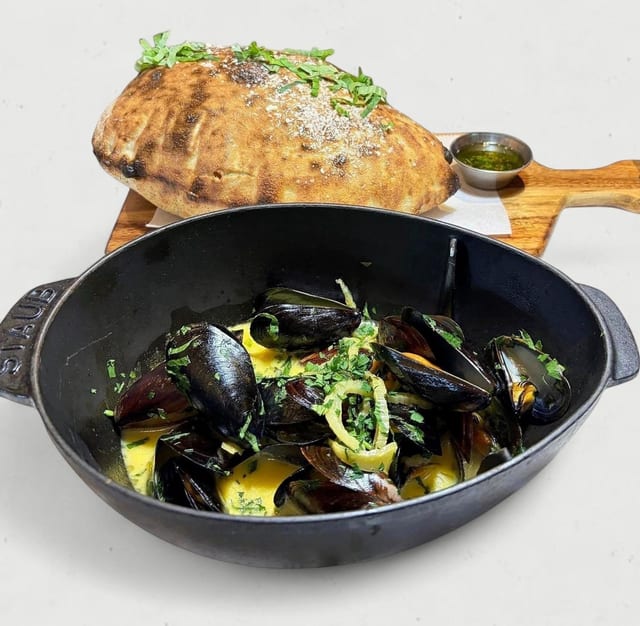 Roasted Angry Mussels.