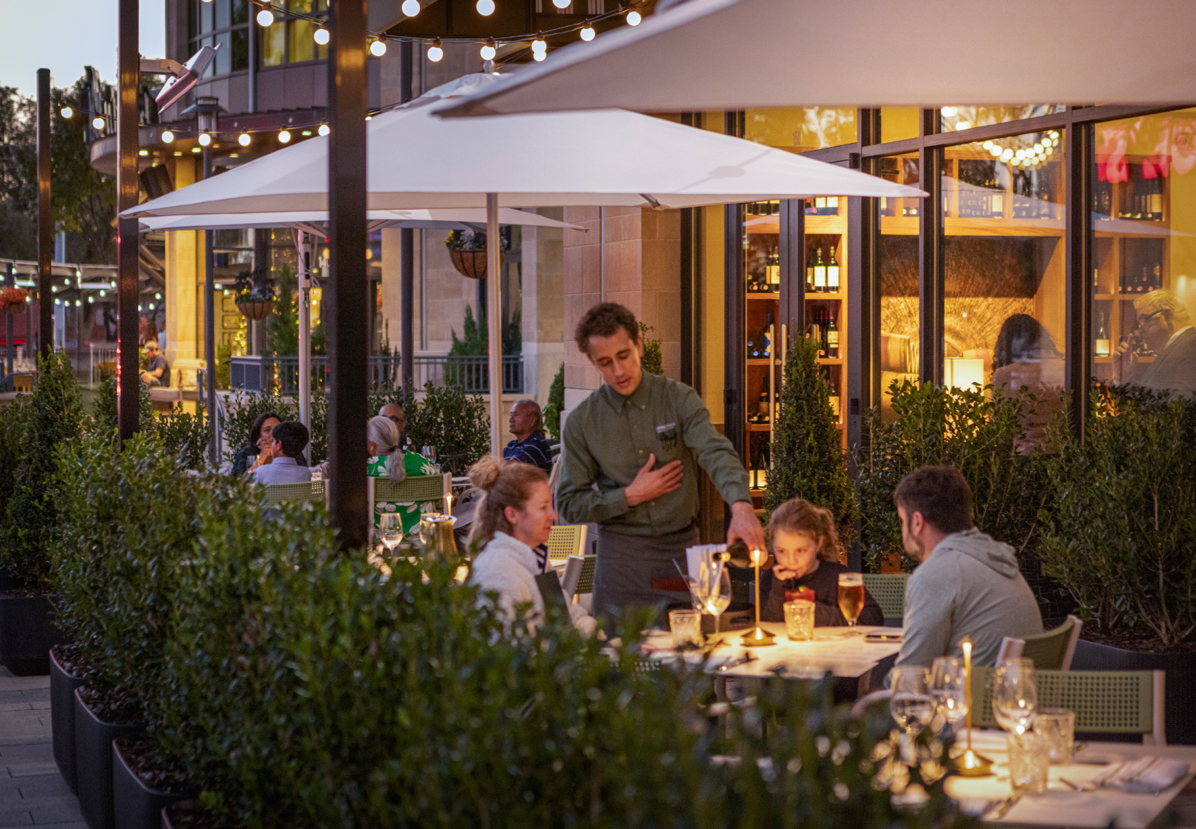 Centrale Italia outdoor seating with romantic lighting
